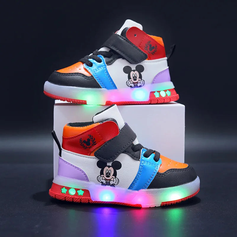 Disney Mickey Mouse LED Sneakers - Girls Casual Sports Shoes for Ages 1-6 - ZOOMNSTORE
