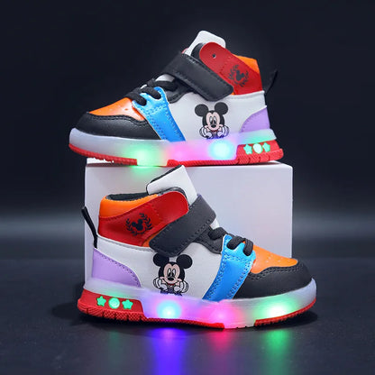 Disney Mickey Mouse LED Sneakers - Girls Casual Sports Shoes for Ages 1-6 - ZOOMNSTORE