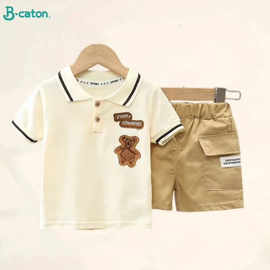 Kids Summer Cotton Outfit - Boys T-Shirt  Shorts Set - ZOOMNSTORE