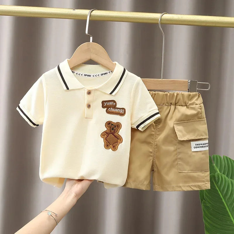 Kids Summer Cotton Outfit - Boys T-Shirt  Shorts Set - ZOOMNSTORE