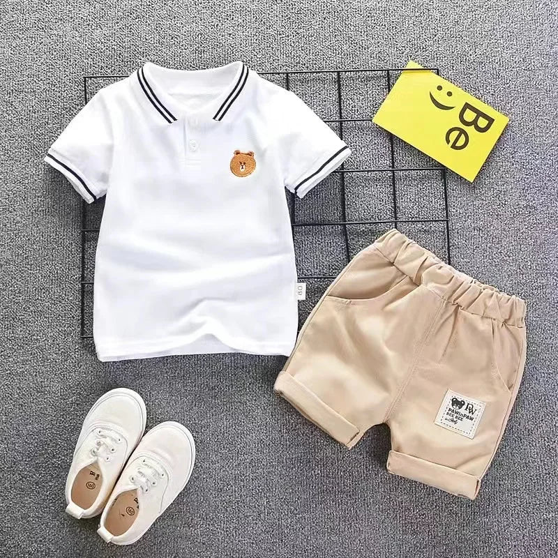 Kids Summer Cotton Outfit - Boys T-Shirt  Shorts Set - ZOOMNSTORE