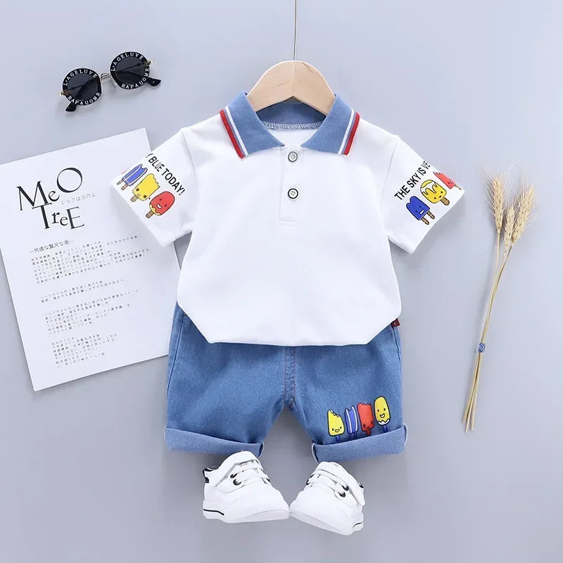 Kids Summer Cotton Outfit - Boys T-Shirt  Shorts Set - ZOOMNSTORE