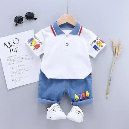 Kids Summer Cotton Outfit - Boys T-Shirt  Shorts Set - ZOOMNSTORE