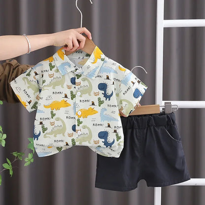 Kids Summer Cotton Outfit - Boys T-Shirt  Shorts Set - ZOOMNSTORE