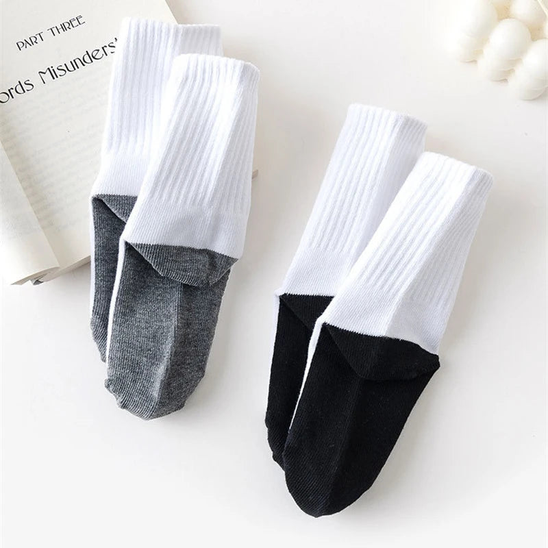 5 Pair Spring Autumn Children Socks Cotton Girl Boy Baby Warm Soft White Black Gray For Winter 1-3-5-8-12 Year Kids Student Sock - ZOOMNSTORE