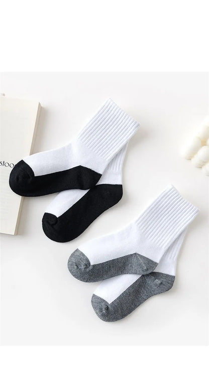 5 Pair Spring Autumn Children Socks Cotton Girl Boy Baby Warm Soft White Black Gray For Winter 1-3-5-8-12 Year Kids Student Sock - ZOOMNSTORE