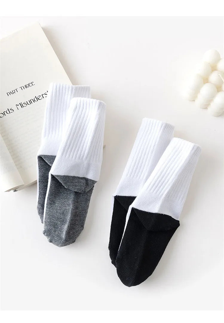 5 Pair Spring Autumn Children Socks Cotton Girl Boy Baby Warm Soft White Black Gray For Winter 1-3-5-8-12 Year Kids Student Sock - ZOOMNSTORE