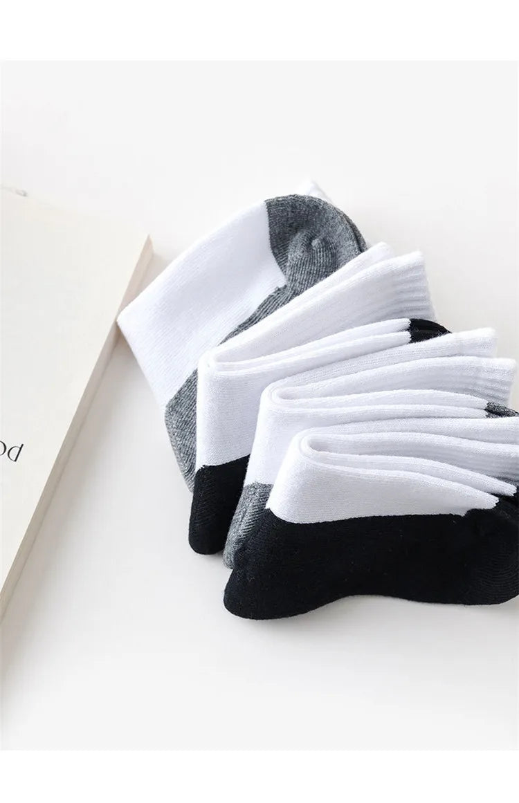 5 Pair Spring Autumn Children Socks Cotton Girl Boy Baby Warm Soft White Black Gray For Winter 1-3-5-8-12 Year Kids Student Sock - ZOOMNSTORE
