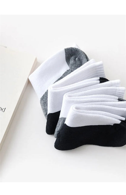 5 Pair Spring Autumn Children Socks Cotton Girl Boy Baby Warm Soft White Black Gray For Winter 1-3-5-8-12 Year Kids Student Sock - ZOOMNSTORE