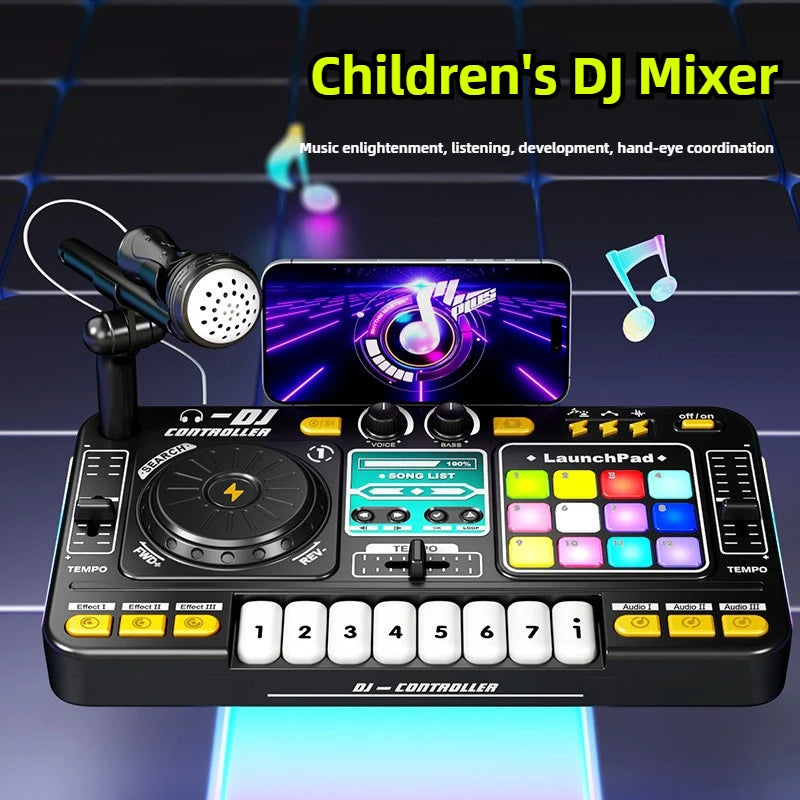 Childrens DJ Mixer Toy - Multifunctional Simulation Controller  Sound Card - ZOOMNSTORE
