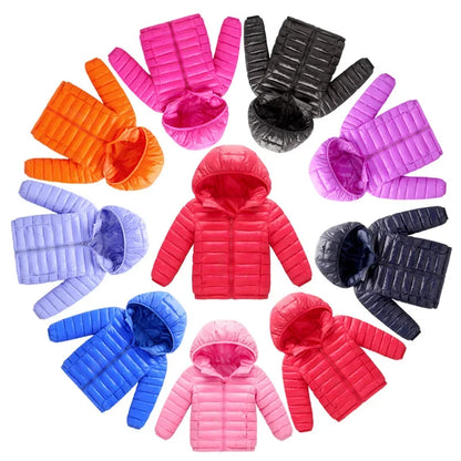Kids Hooded Down Jacket - Warm Autumn Winter Coat for Boys and Girls - ZOOMNSTORE