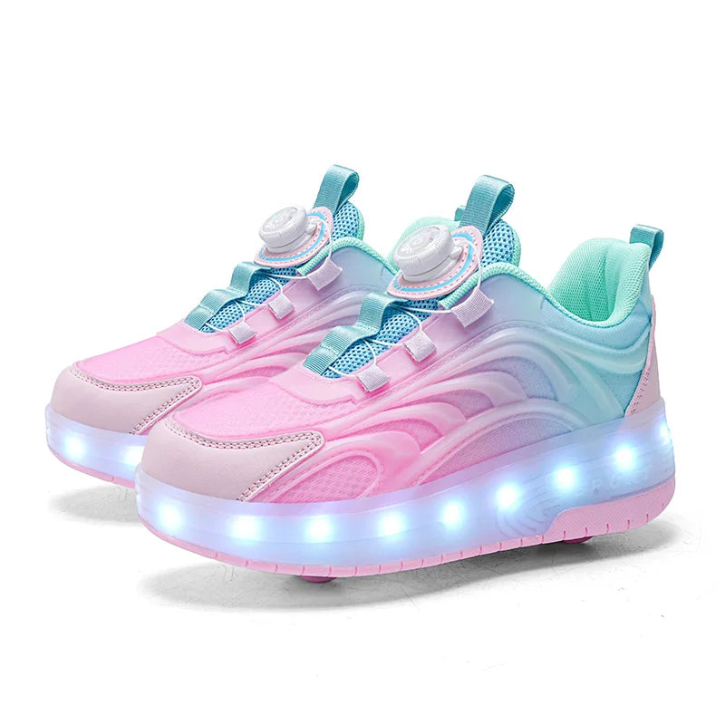 LED Light Roller Skate Shoes for Kids - Glowing Sneakers with USB Charging - ZOOMNSTORE