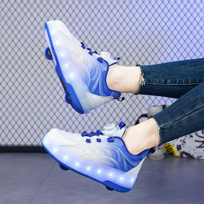 LED Light Roller Skate Shoes for Kids - Glowing Sneakers with USB Charging - ZOOMNSTORE