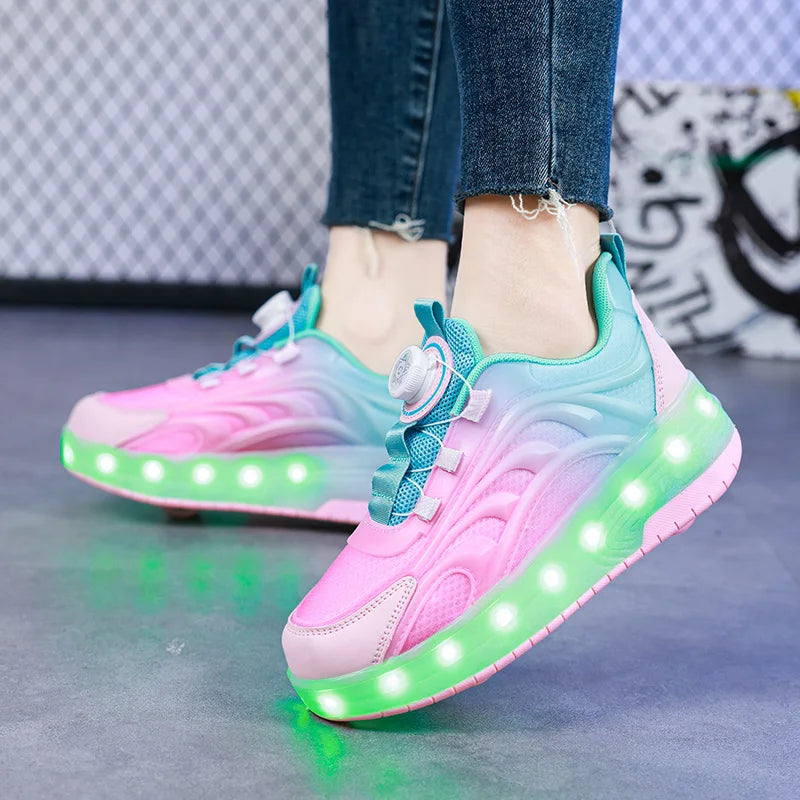 LED Light Roller Skate Shoes for Kids - Glowing Sneakers with USB Charging - ZOOMNSTORE