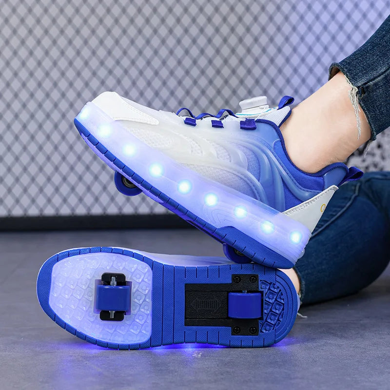 LED Light Roller Skate Shoes for Kids - Glowing Sneakers with USB Charging - ZOOMNSTORE