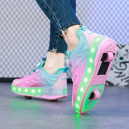LED Light Roller Skate Shoes for Kids - Glowing Sneakers with USB Charging - ZOOMNSTORE