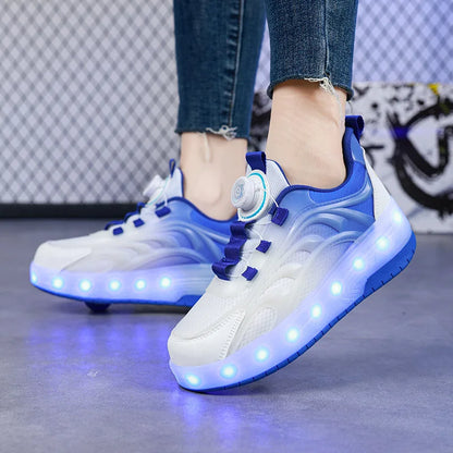 LED Light Roller Skate Shoes for Kids - Glowing Sneakers with USB Charging - ZOOMNSTORE