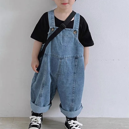 Childrens Casual Jean Jumpsuit - Loose Overalls for Boys  Girls 1-7Y - ZOOMNSTORE