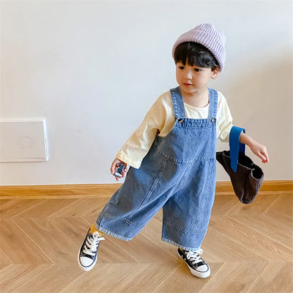 Childrens Casual Jean Jumpsuit - Loose Overalls for Boys  Girls 1-7Y - ZOOMNSTORE