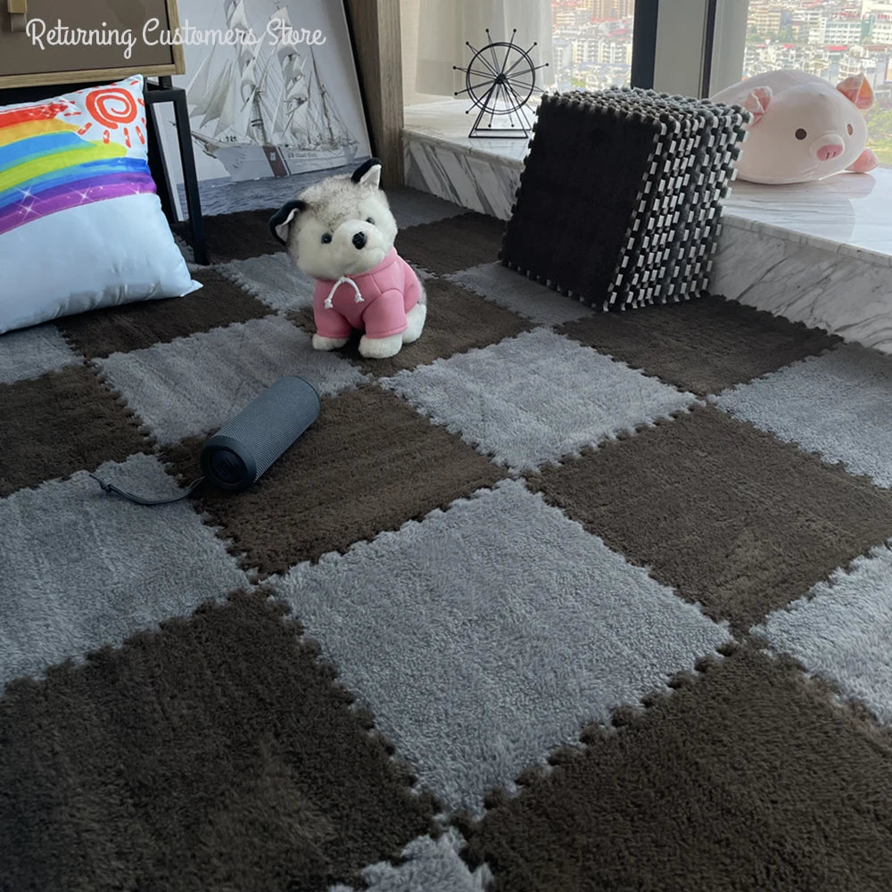 Children Play Mat - Soft Plush Kids Puzzle Carpet | Foam Floor Tiles 30x30cm - ZOOMNSTORE