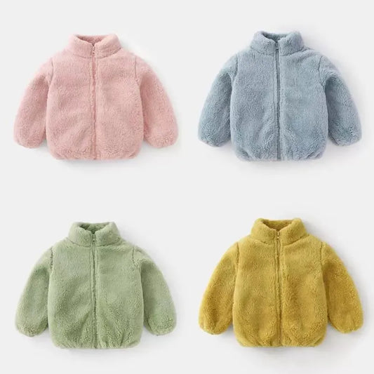 Childrens Plush Coat - Warm Casual Jacket for Autumn Winter - ZOOMNSTORE