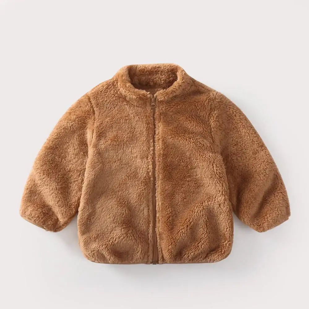 Childrens Plush Coat - Warm Casual Jacket for Autumn Winter - ZOOMNSTORE
