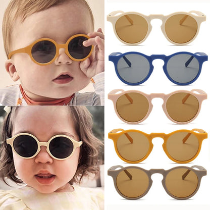 Vintage Frosted Round Sunglasses - UV400 Sun Protection for Kids - ZOOMNSTORE