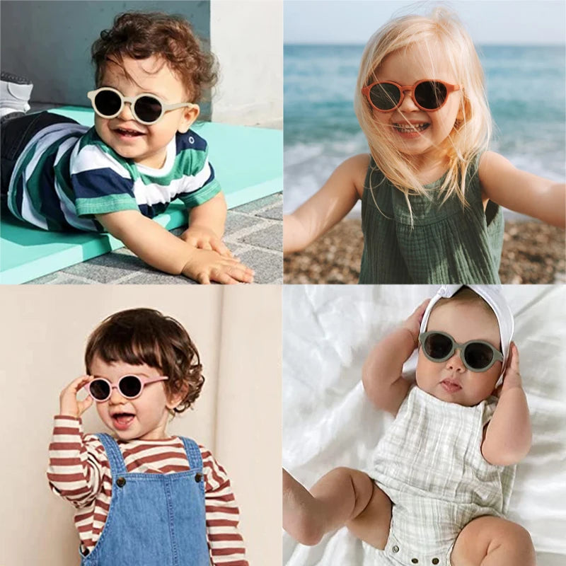 Vintage Frosted Round Sunglasses - UV400 Sun Protection for Kids - ZOOMNSTORE