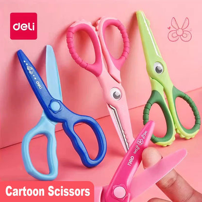 Deli Cartoon Safety Scissors for Children's DIY Handmade Craft Paper Cuttings School Stationery Small Shear Cute - ZOOMNSTORE