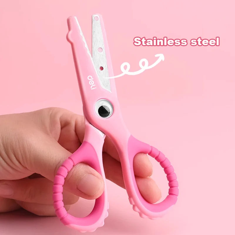 Deli Cartoon Safety Scissors for Children's DIY Handmade Craft Paper Cuttings School Stationery Small Shear Cute - ZOOMNSTORE