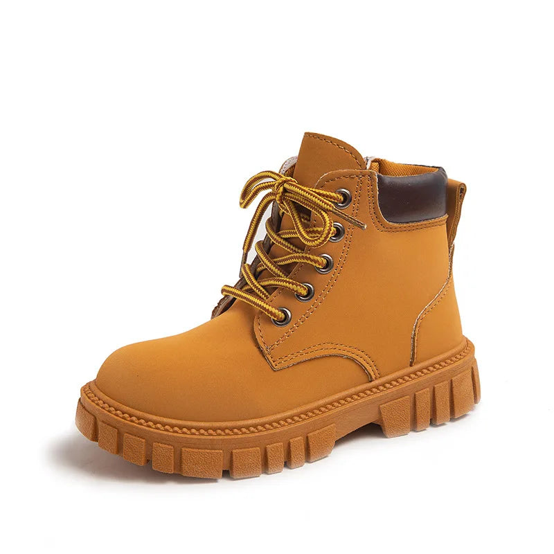 Children Short Boots – British Style Kids Winter Boots With Side Zipper & Rubber Sole - ZOOMNSTORE