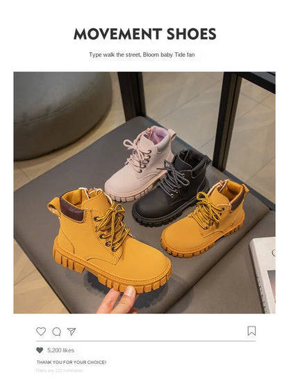 Children Short Boots – British Style Kids Winter Boots With Side Zipper & Rubber Sole - ZOOMNSTORE