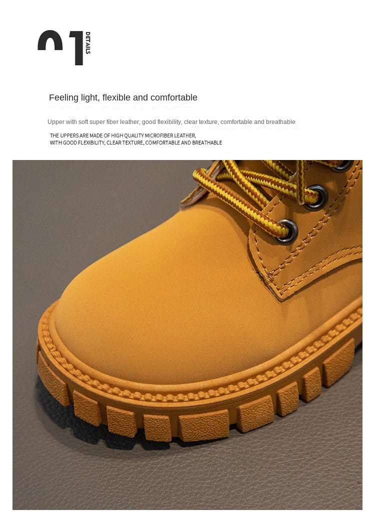 Children Short Boots – British Style Kids Winter Boots With Side Zipper & Rubber Sole - ZOOMNSTORE