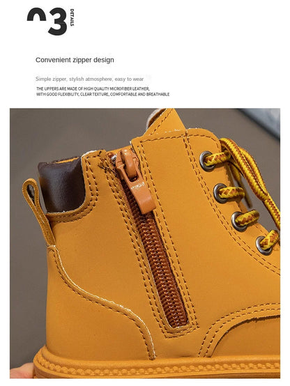Children Short Boots – British Style Kids Winter Boots With Side Zipper & Rubber Sole - ZOOMNSTORE