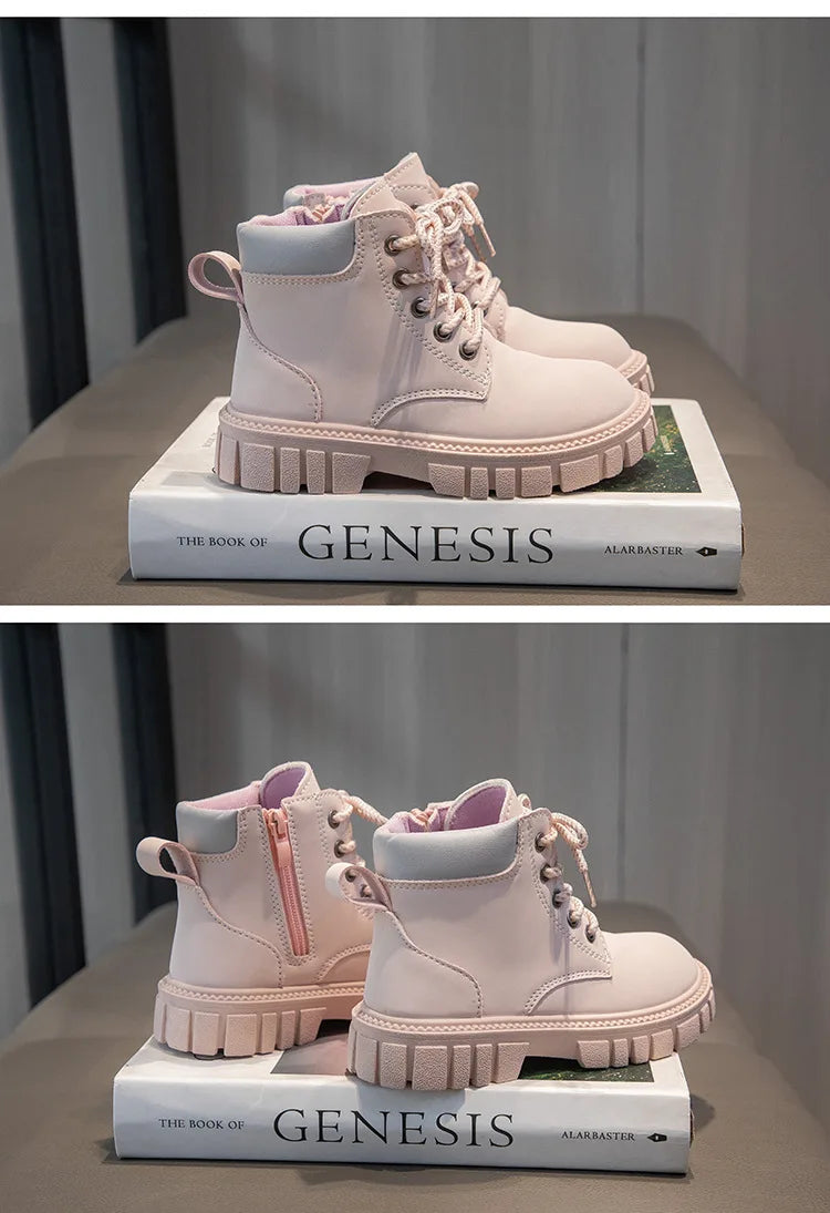 Children Short Boots – British Style Kids Winter Boots With Side Zipper & Rubber Sole - ZOOMNSTORE