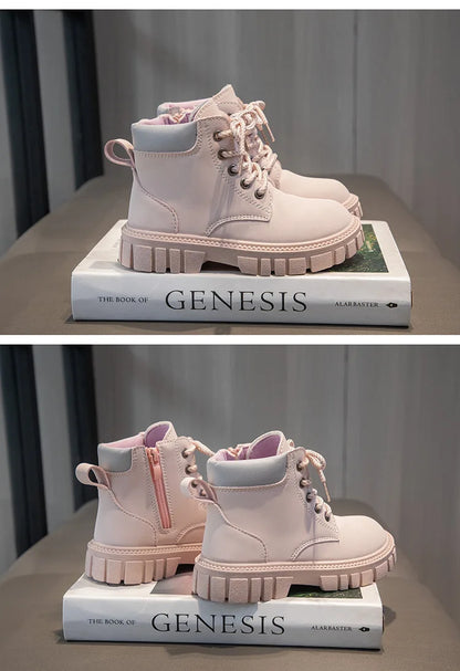 Children Short Boots – British Style Kids Winter Boots With Side Zipper & Rubber Sole - ZOOMNSTORE