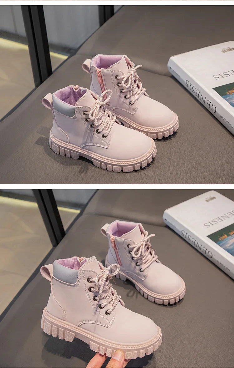 Children Short Boots – British Style Kids Winter Boots With Side Zipper & Rubber Sole - ZOOMNSTORE