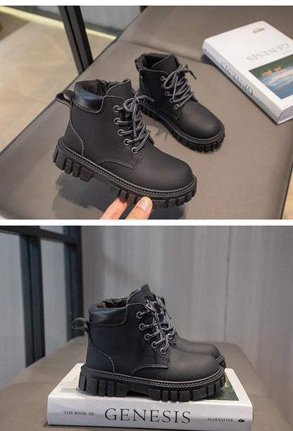 Children Short Boots – British Style Kids Winter Boots With Side Zipper & Rubber Sole - ZOOMNSTORE