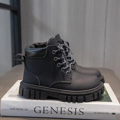 Children Short Boots – British Style Kids Winter Boots With Side Zipper & Rubber Sole - ZOOMNSTORE