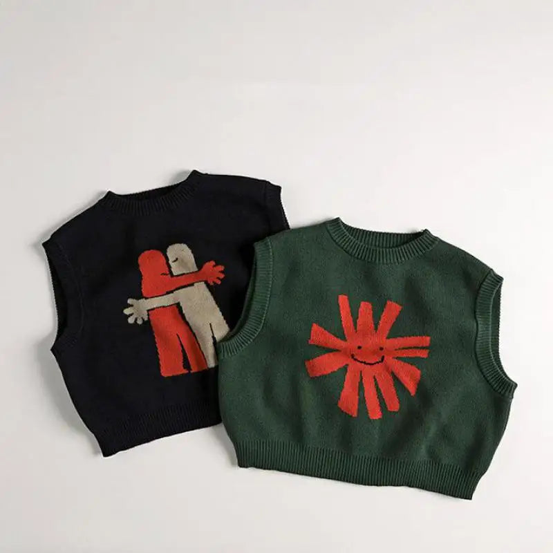 Childrens Sleeveless Knitted Vest - Cute Animal Cotton Sweater Coat for Boys  Girls - ZOOMNSTORE