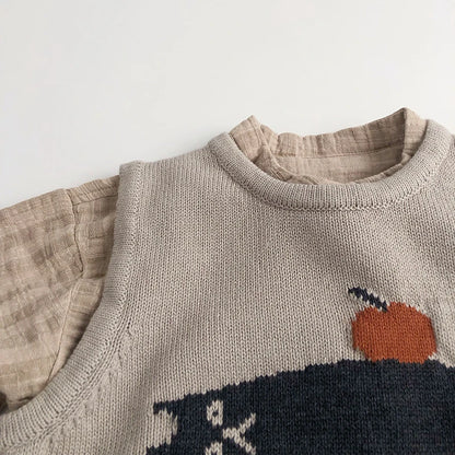 Childrens Sleeveless Knitted Vest - Cute Animal Cotton Sweater Coat for Boys  Girls - ZOOMNSTORE