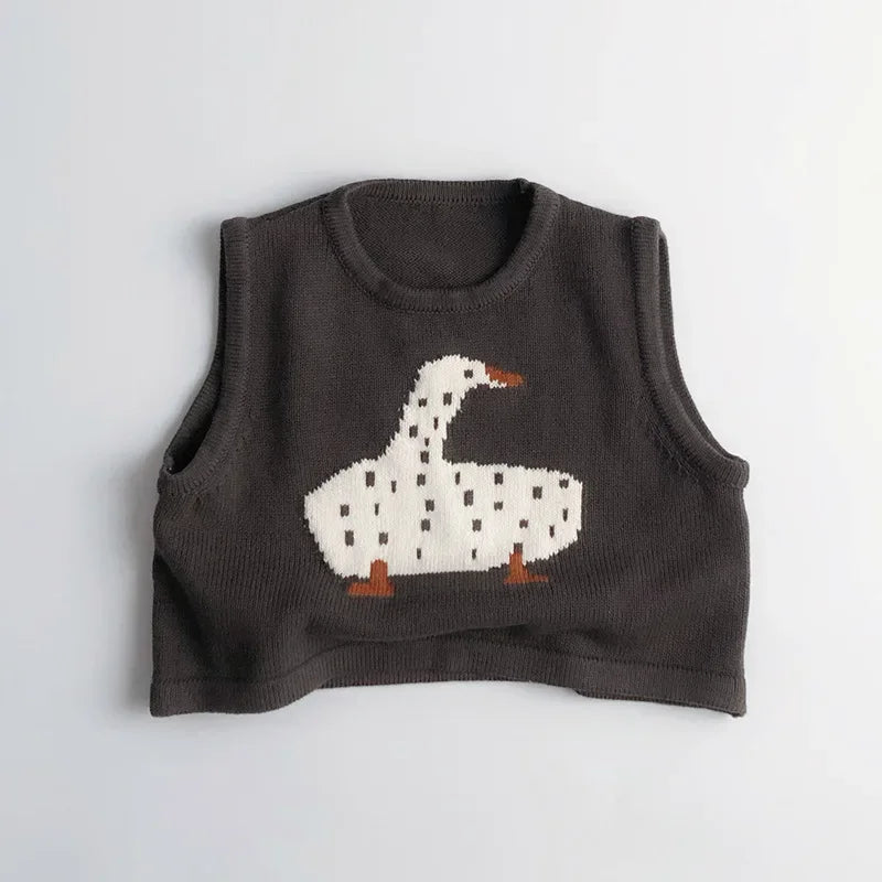 Childrens Sleeveless Knitted Vest - Cute Animal Cotton Sweater Coat for Boys  Girls - ZOOMNSTORE