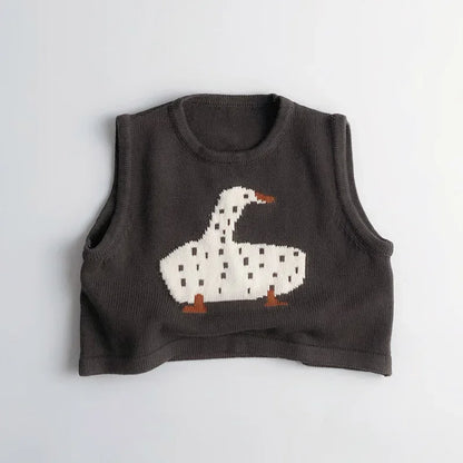Childrens Sleeveless Knitted Vest - Cute Animal Cotton Sweater Coat for Boys  Girls - ZOOMNSTORE