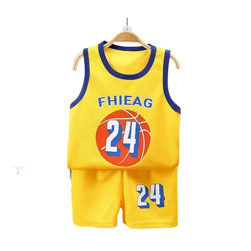 Kids Summer Basketball Set - Sleeveless T-shirt  Shorts Quick-drying Sports Wear - ZOOMNSTORE