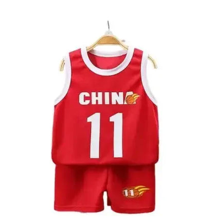 Kids Summer Basketball Set - Sleeveless T-shirt  Shorts Quick-drying Sports Wear - ZOOMNSTORE