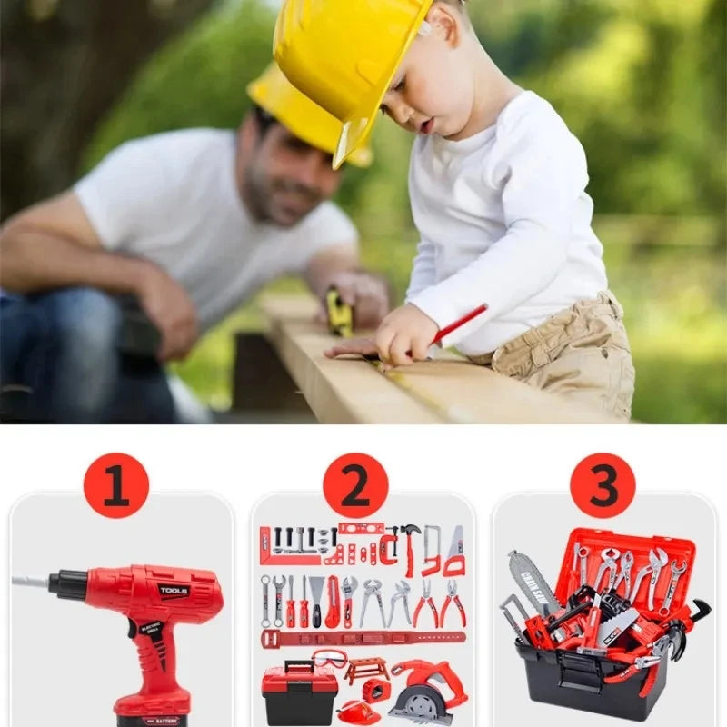 Children Toy Tool Kits Engineer Simulated Repair Tool Set Electric Drill Screwdriver Play House Toy Christmas Gift for Boys Kids - ZOOMNSTORE