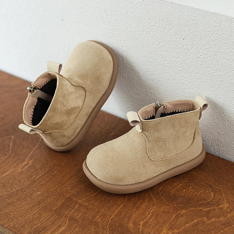 Children Winter Boots – Kids Ankle Height Zipper Closure Thermal Plush Footwear - ZOOMNSTORE