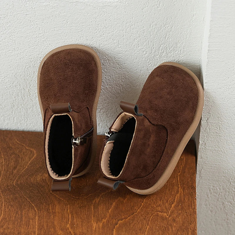 Children Winter Boots – Kids Ankle Height Zipper Closure Thermal Plush Footwear - ZOOMNSTORE