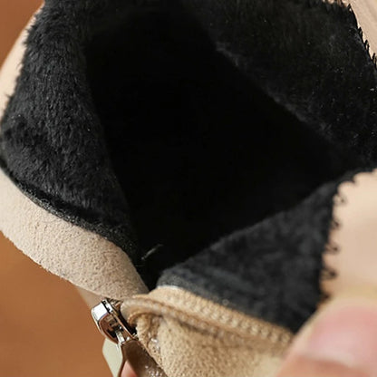 Children Winter Boots – Kids Ankle Height Zipper Closure Thermal Plush Footwear - ZOOMNSTORE