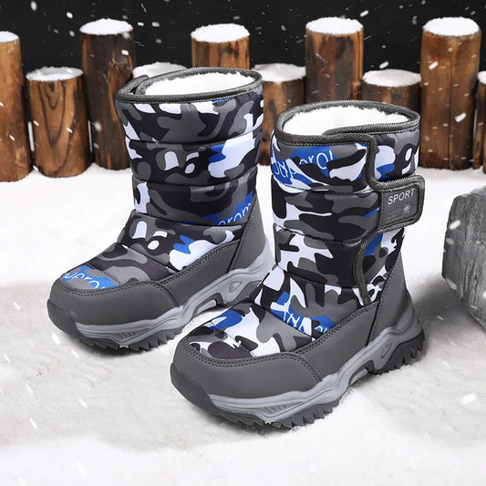Children Winter Boots - Waterproof Kids Snow Boots With Plush Lining & Rubber Sole - ZOOMNSTORE